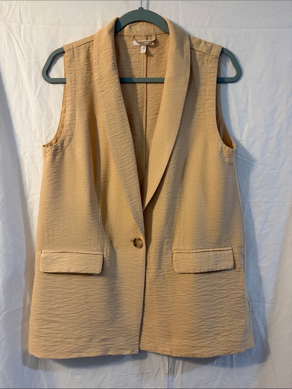 Maurices Sleeveless Shawl Collar Vest in Beige